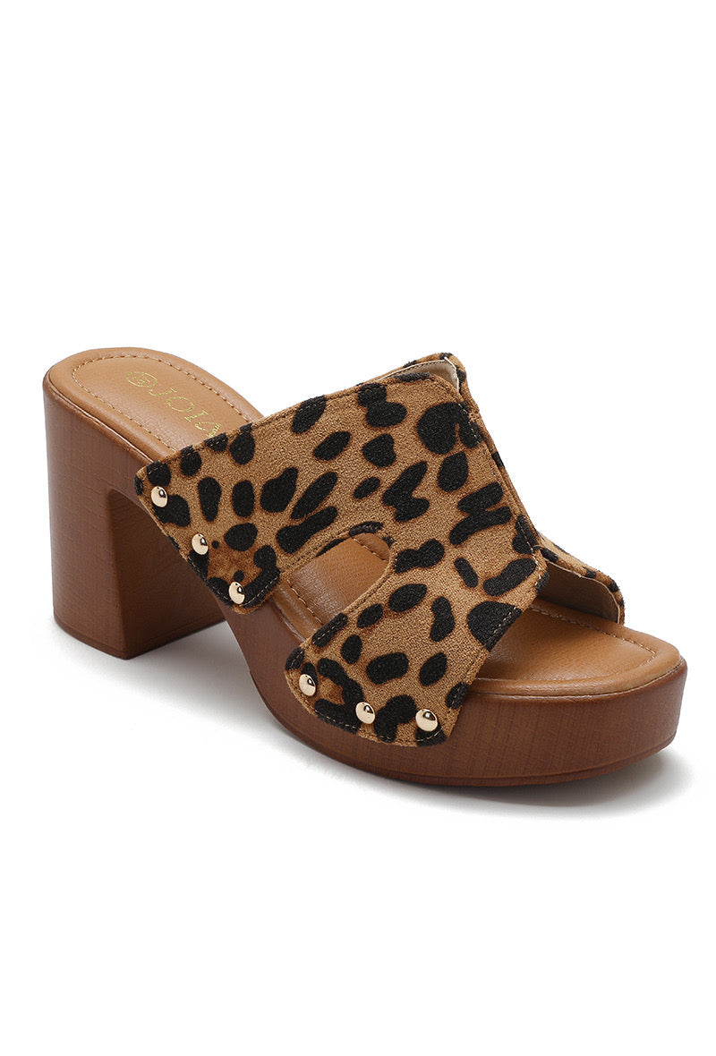 mules talon femme leopard cloute tendance chic