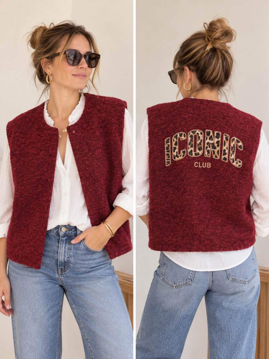 Gilet sans manches ICONIC CLUB léopard