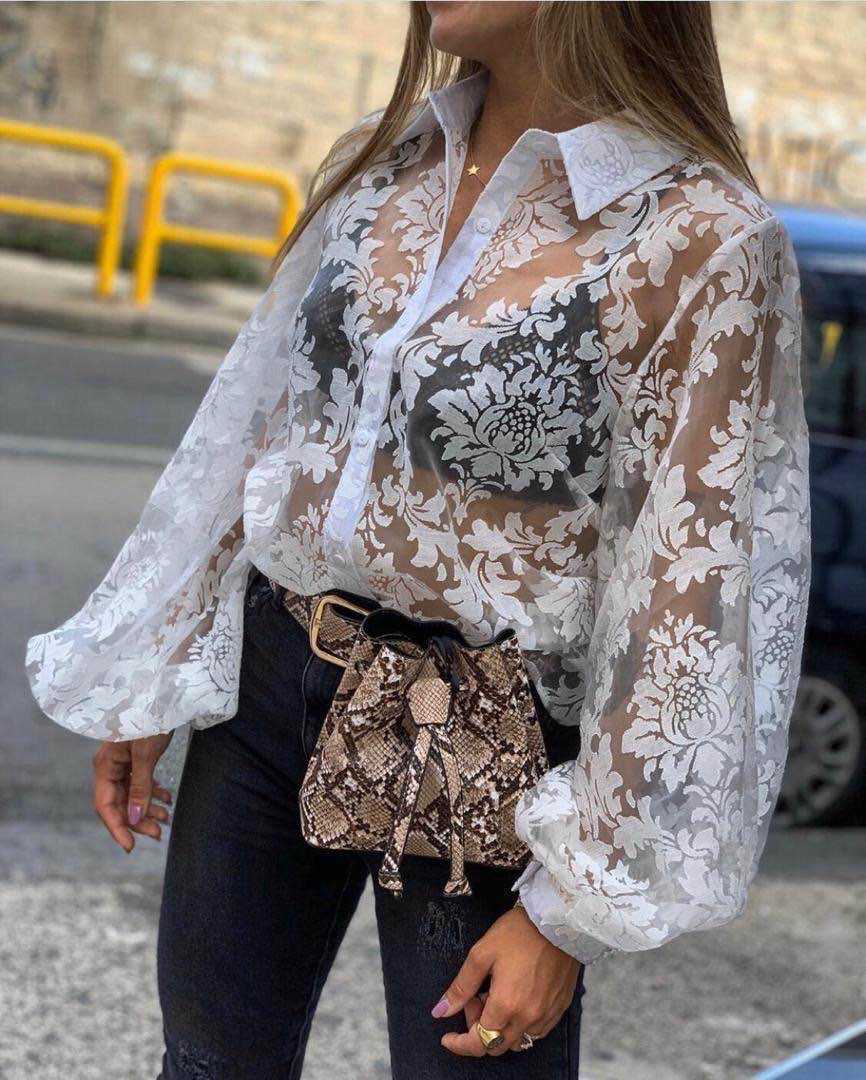 Chemisier Femme Transparent Motif Baroque