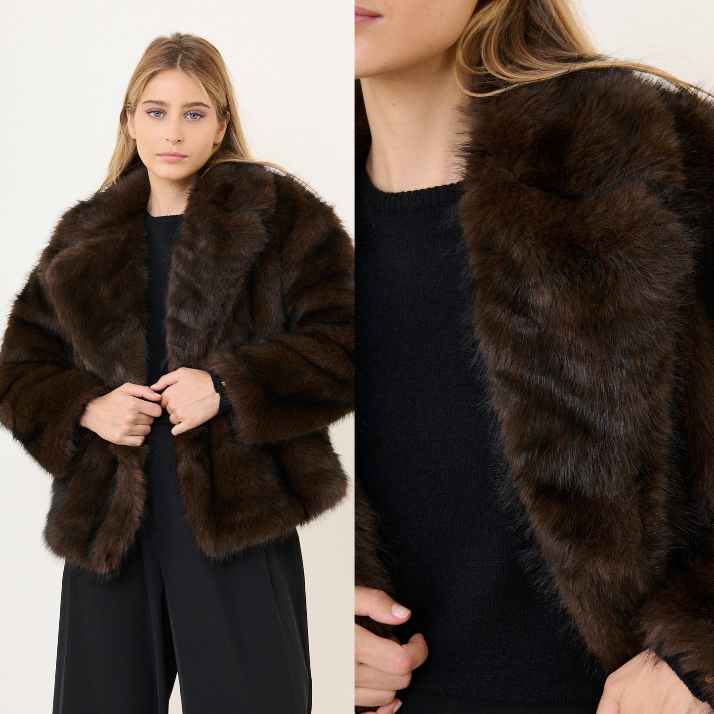 Manteau fausse fourrure Beige ou Marron