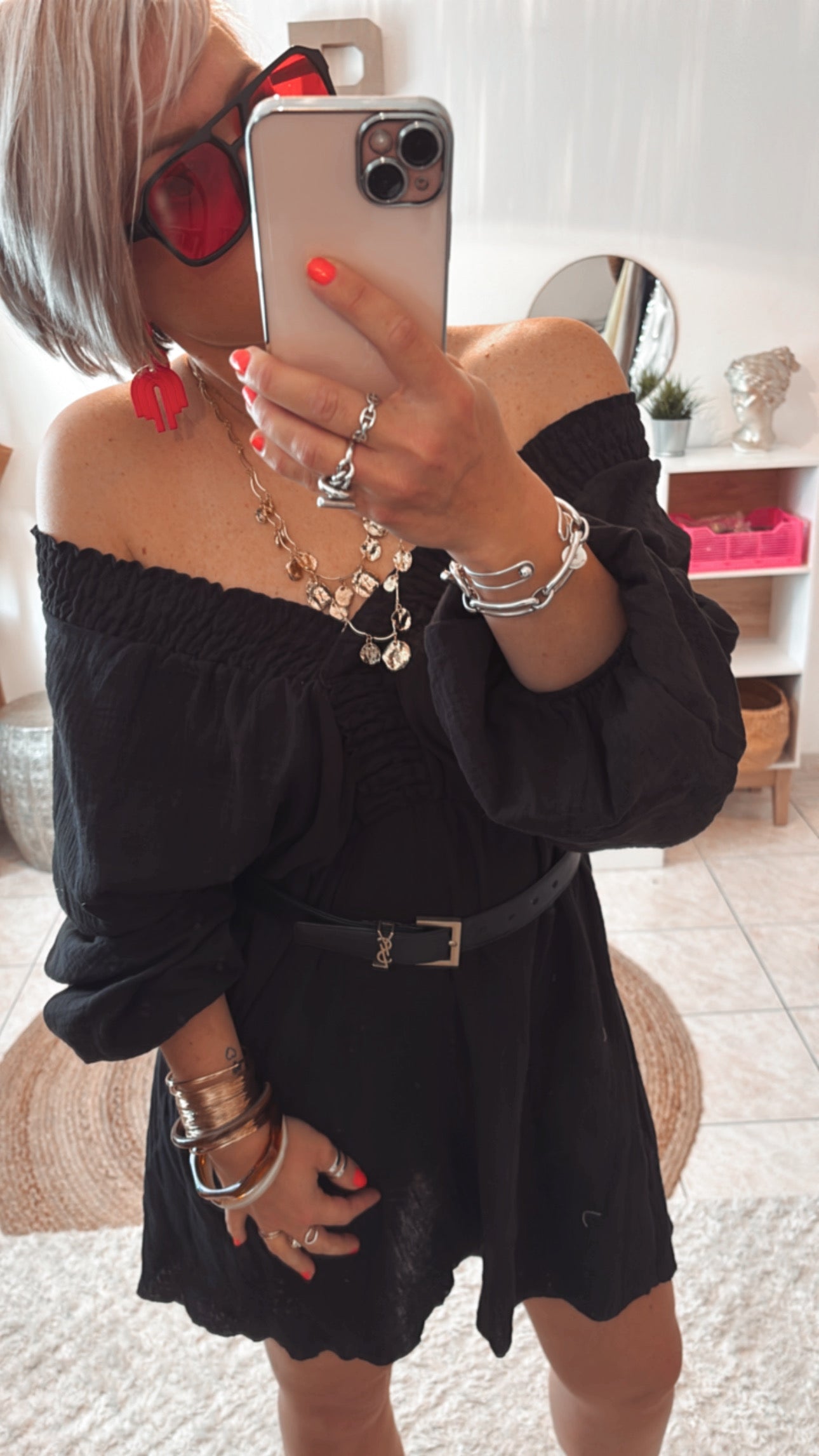Boucles d’oreilles ROUGE & KAKI