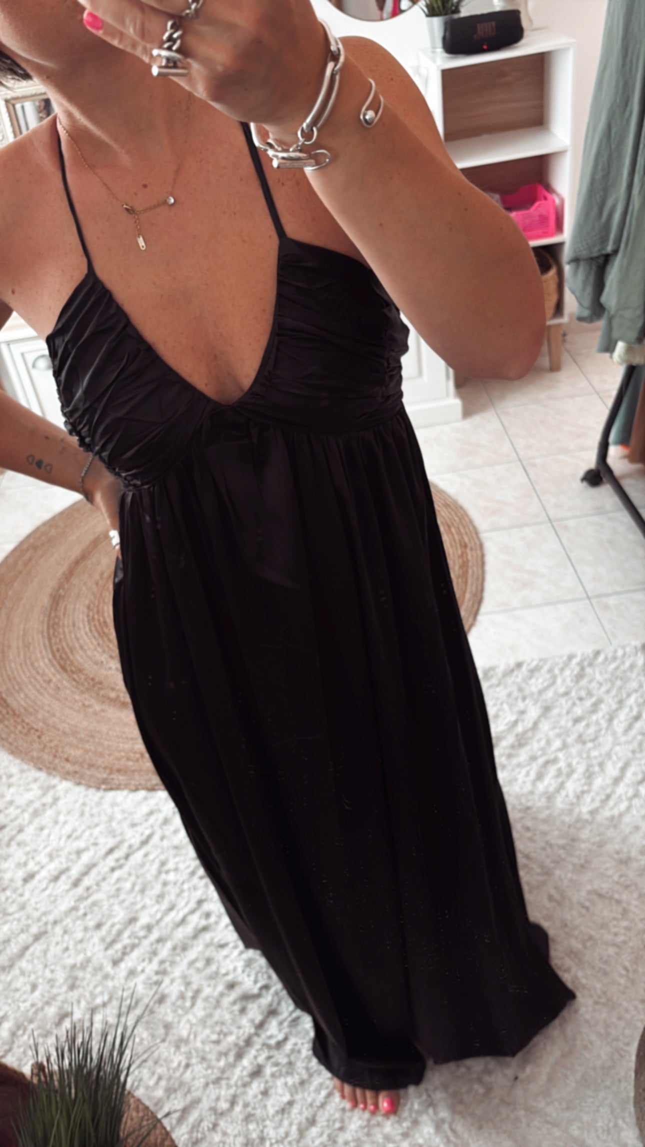 Robe Longue Dos Croisé CHERAZADE - NOIR