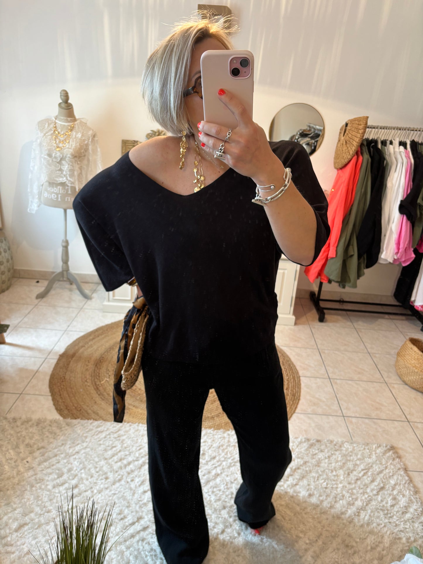 Pull Maille Col V Manche Longue En Modal CHARLENE - DISPO en PLUSIEURS COULEURS 👇🏼