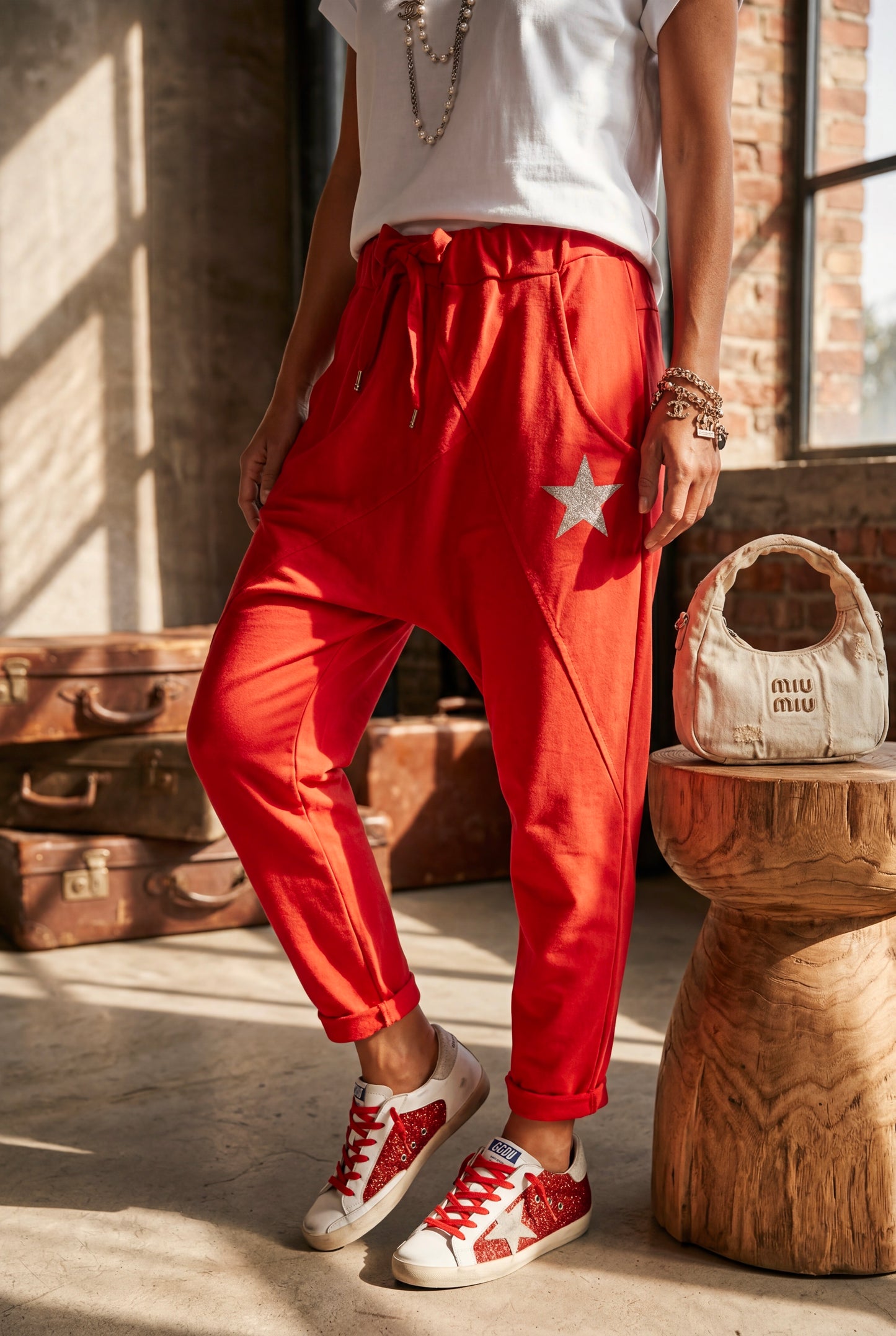 Pantalon femme étoile saroual TU
