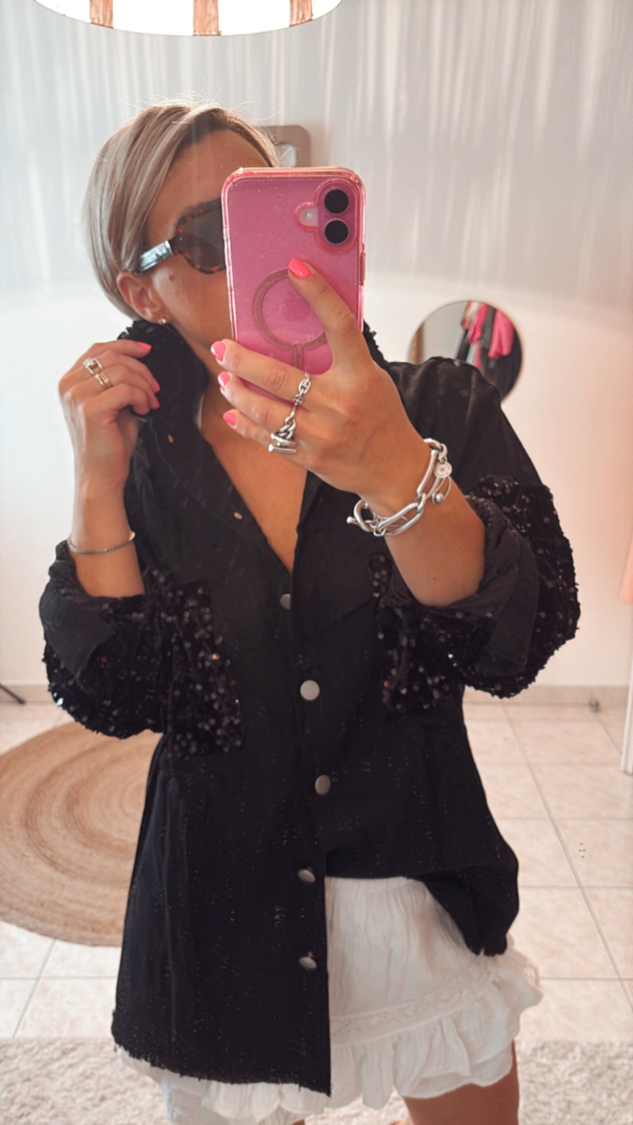 Veste/ chemise sequin kaki & Noir