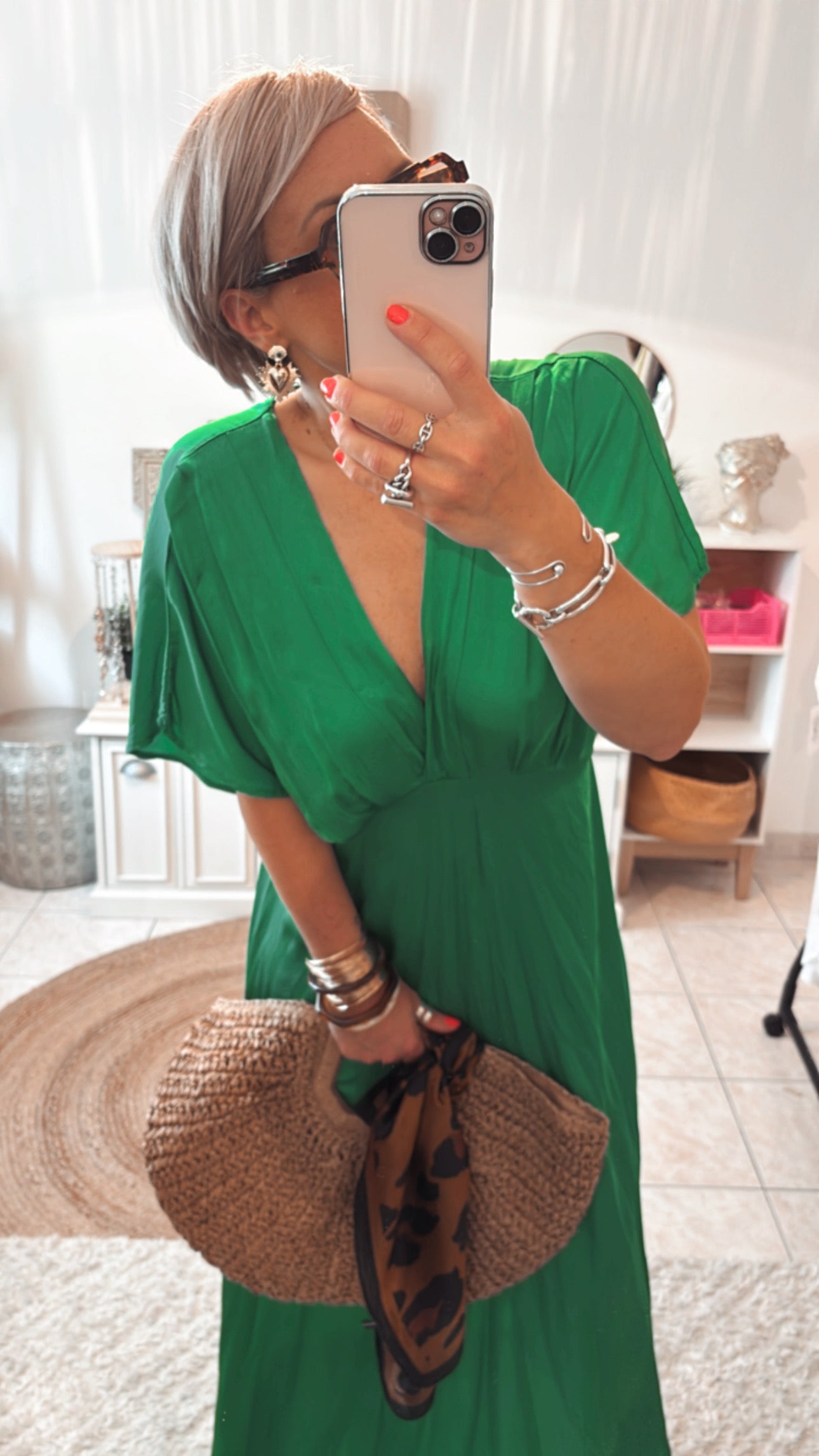 Robe Satinée LOLITA- VERTE