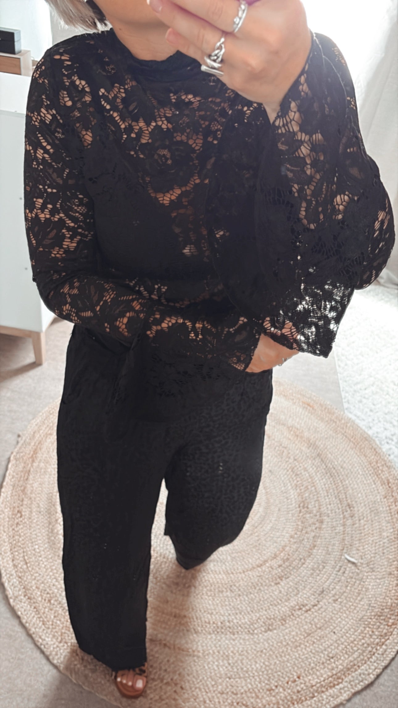 Top En Dentelle Manche Évasé
