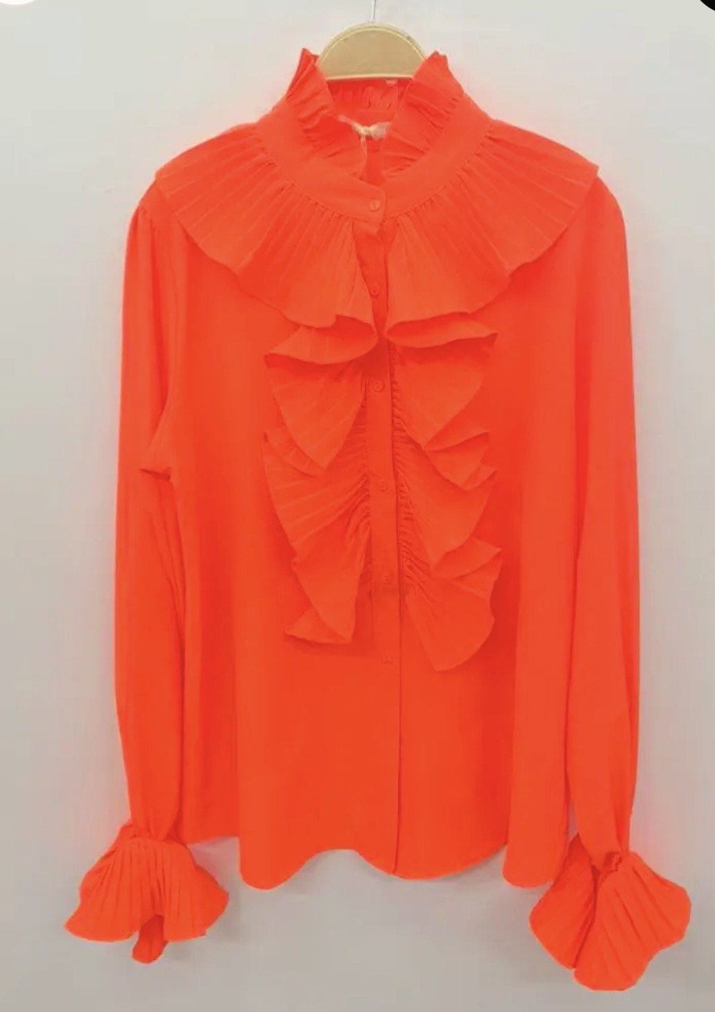 Chemisier à volants plissés – Orange