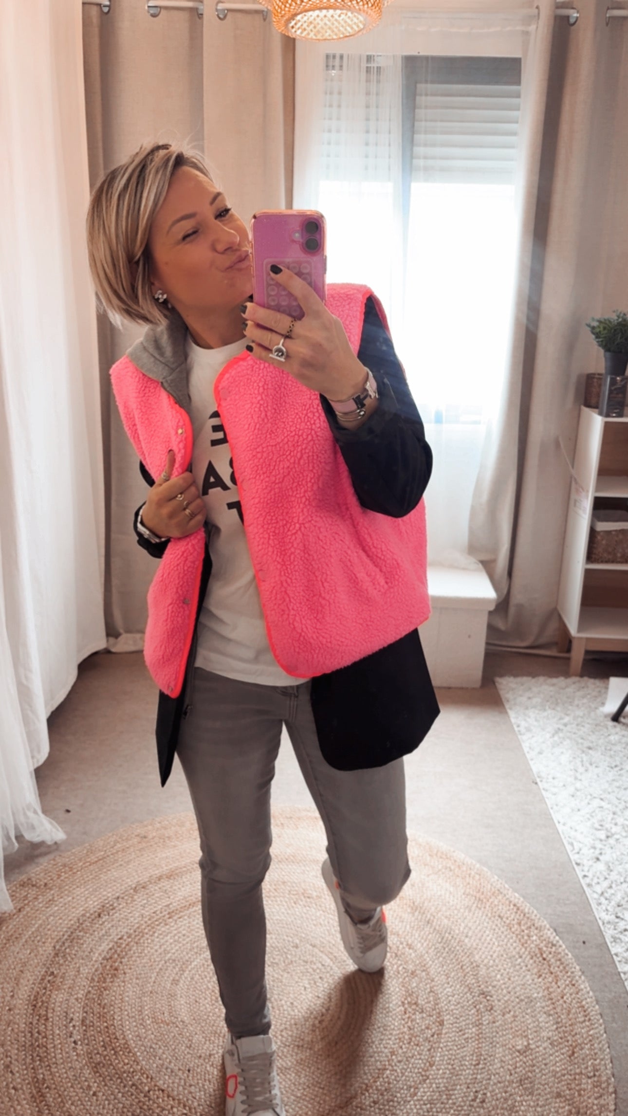 Gilet sans manche rose fluo