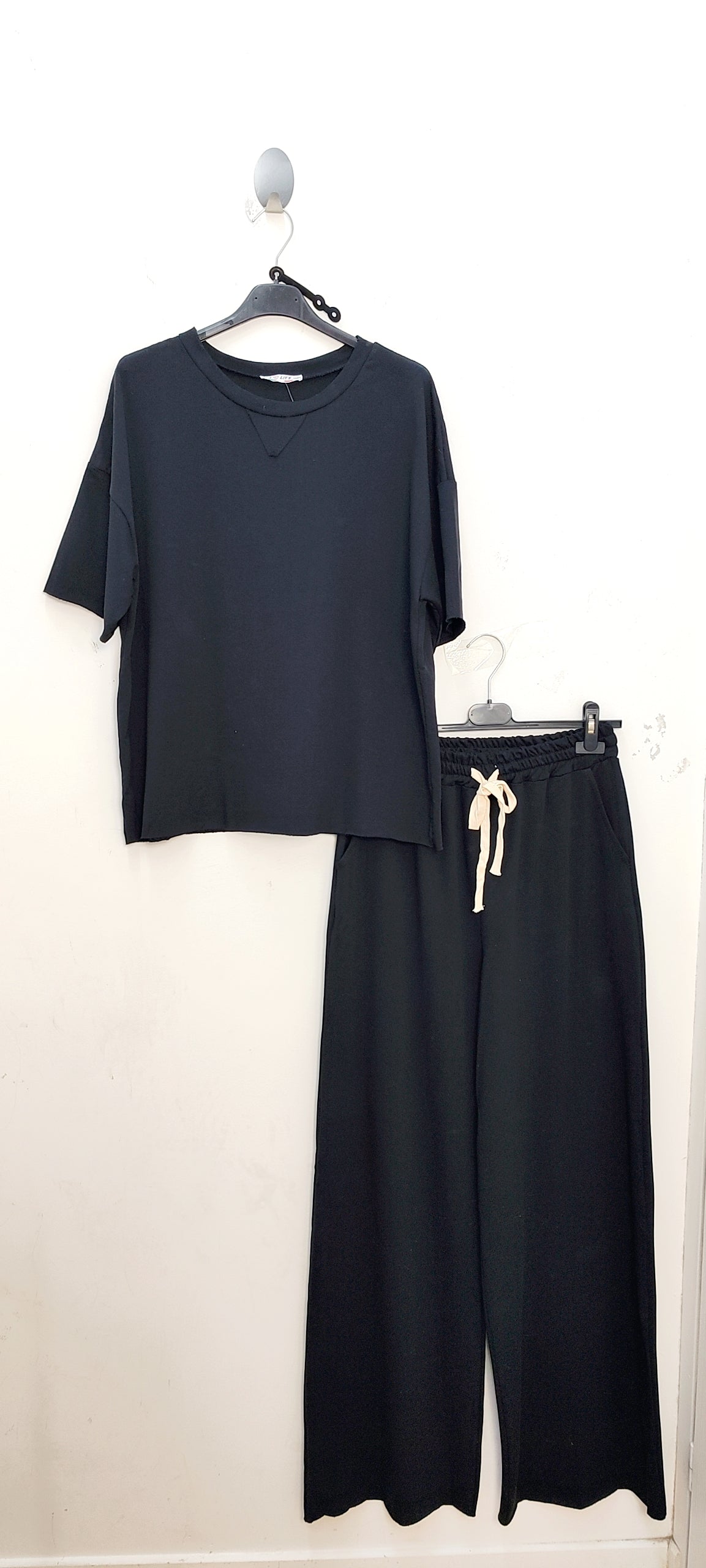 Ensemble femme casual confortable t shirt pantalon large fluide taille elastique look chic