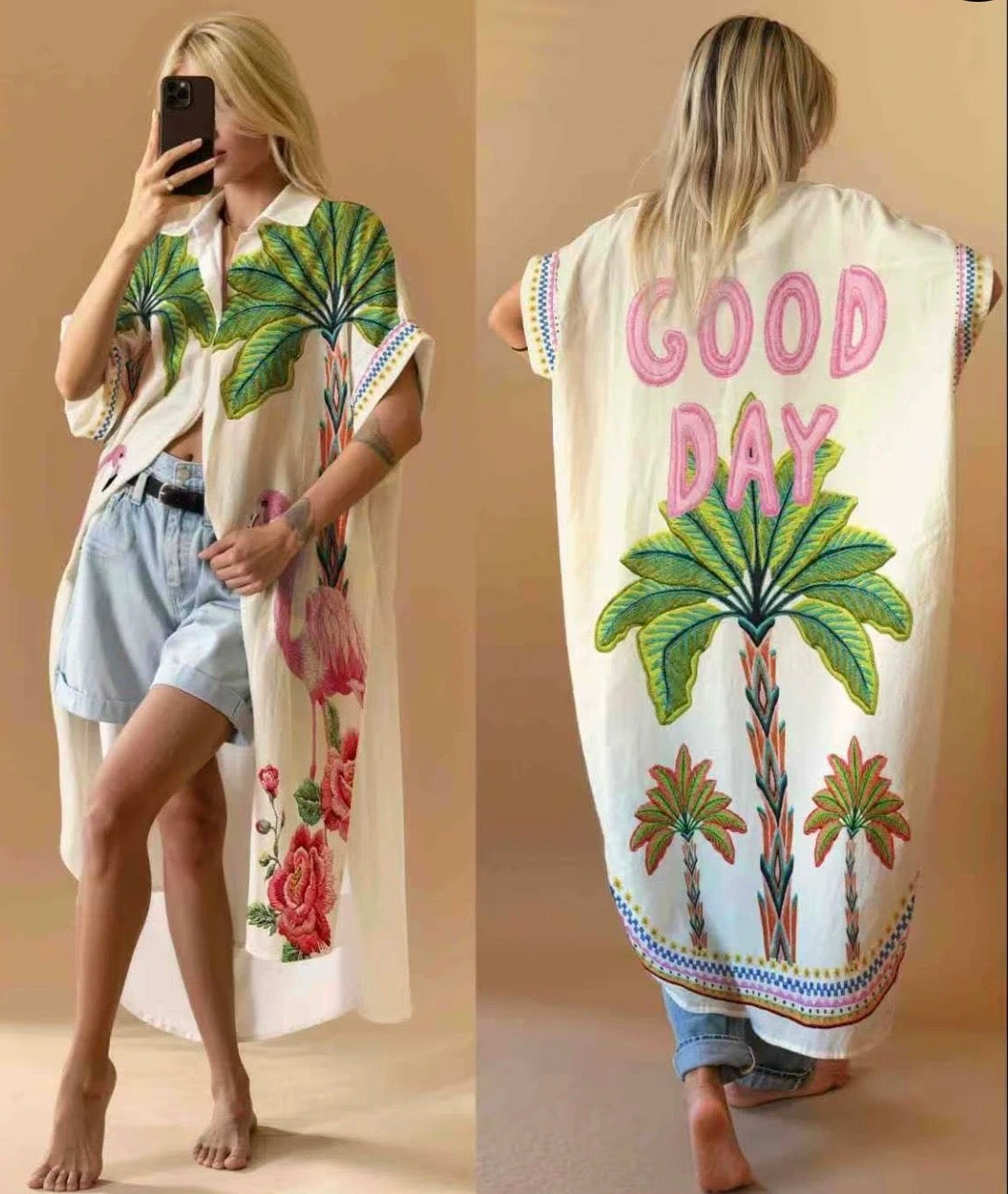 Chemise/ Robe Longue Oversize Femme Imprimée – Style Bohème Vacances