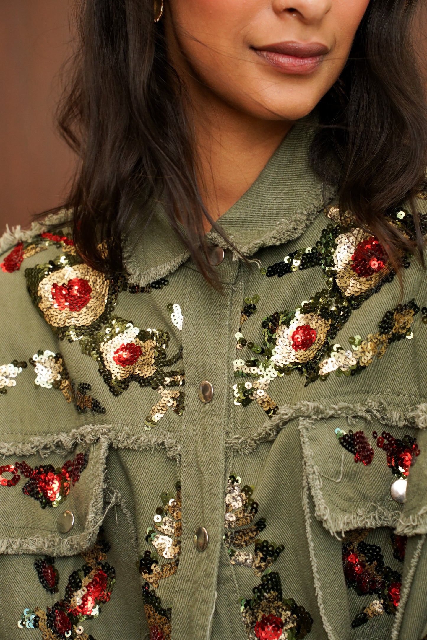 Veste chemise oversize à sequins femme