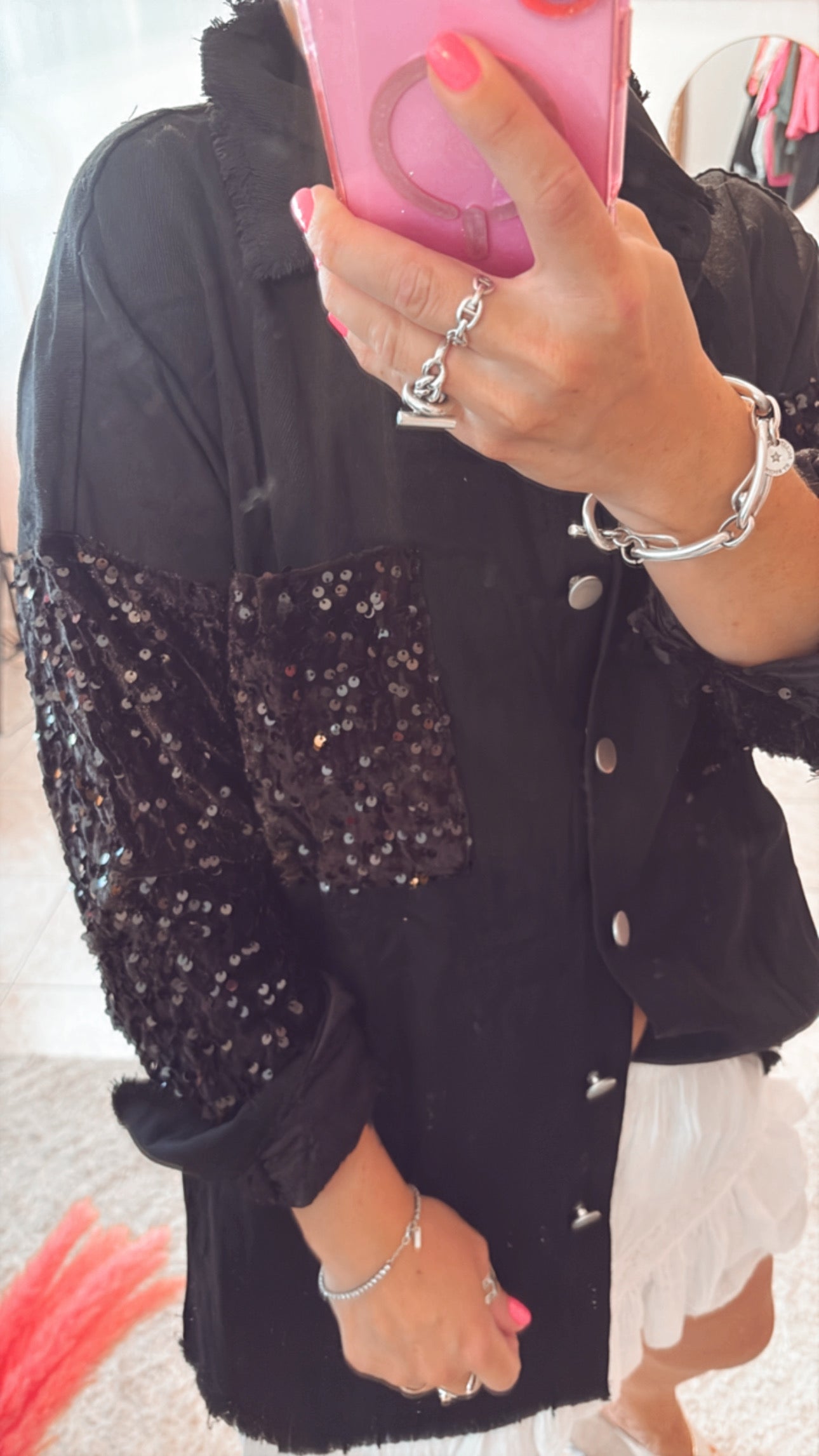 Veste/ chemise sequin kaki & Noir