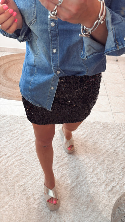 Jupe sequin or, Argent & Noir