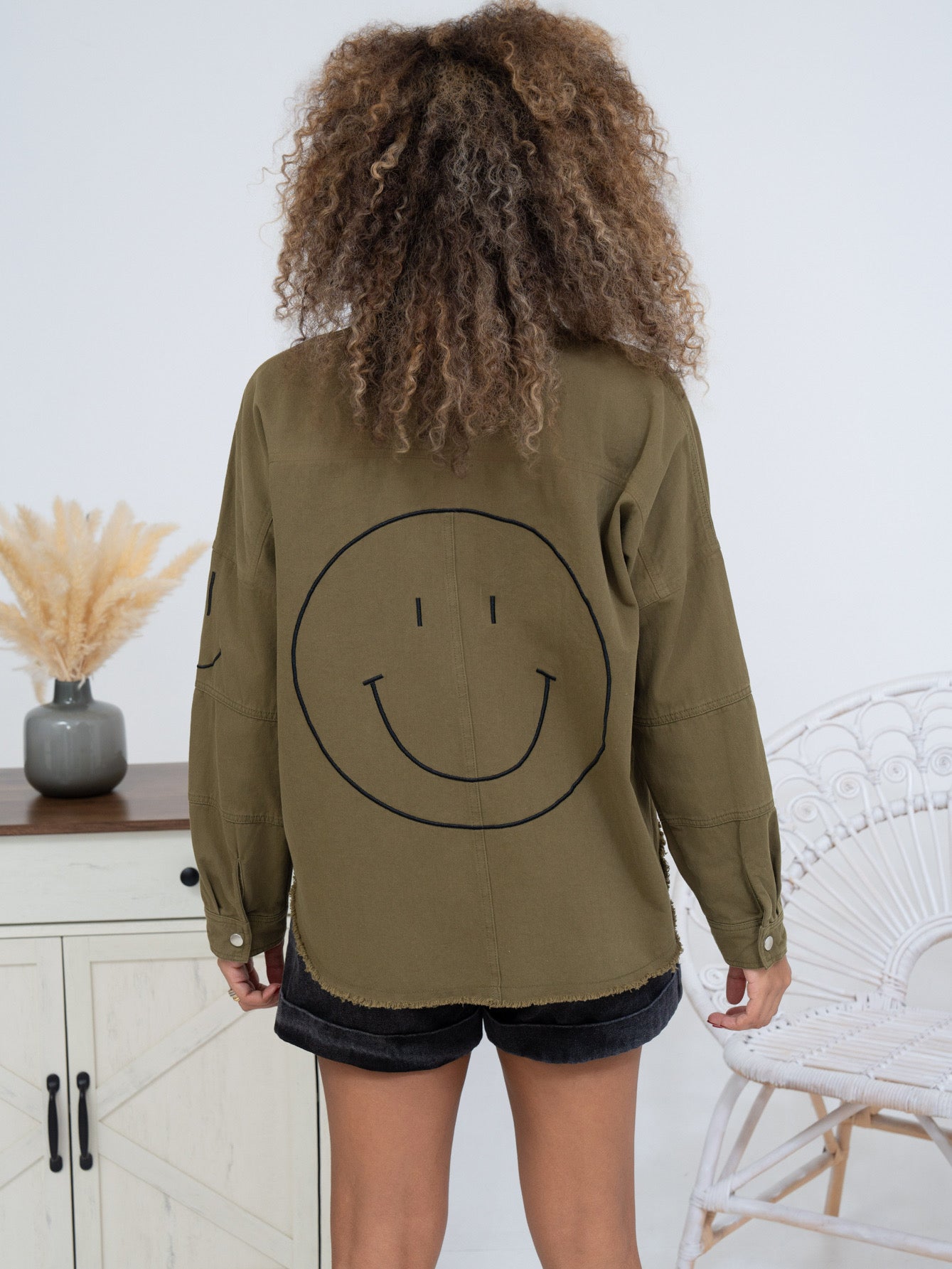 Chemise oversize Smile kaki ou Marine