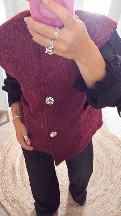 Gilet sans manches Beige, Camel, Noir et Bordeaux