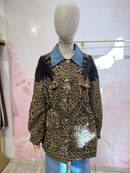 Veste / Trench matelassé Léopard Bijoux & Col Denim