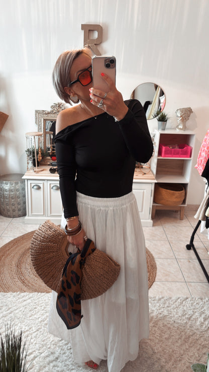 Body Dos nue top manches longues SABRINA - NOIR