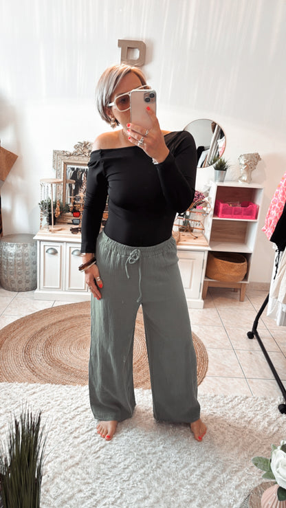 Body Dos nue top manches longues SABRINA - NOIR