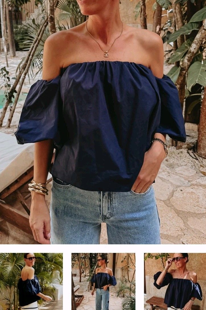 blouse femme épaules dénudées bardot top bohème manche bouffante