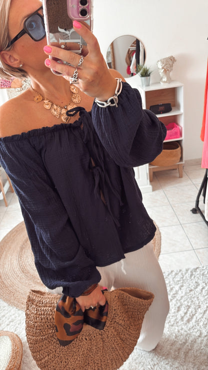 Top épaule dénudée gaze de coton DISPO en PLUSIEURS COULEURS 👇🏼