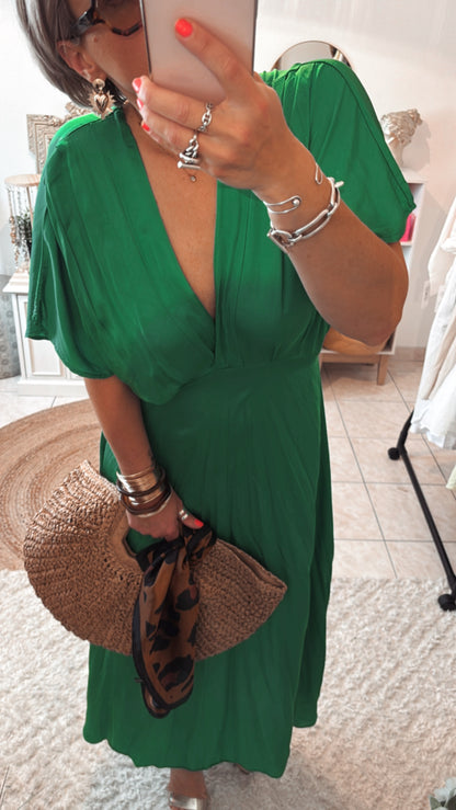 Robe Satinée LOLITA- VERTE