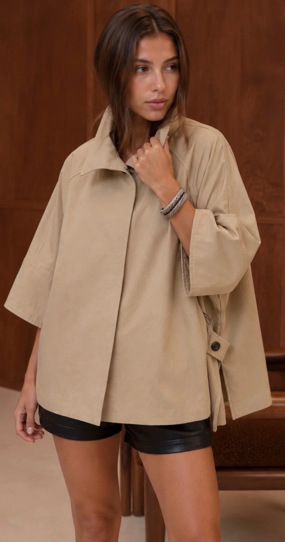 Veste Cape Beige Oversize 🤎