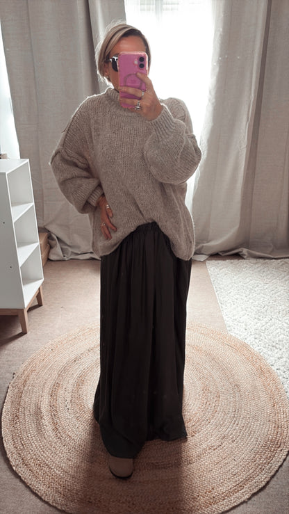 Pull en maille overzise beige, Noir, Bordeaux, kaki et gris