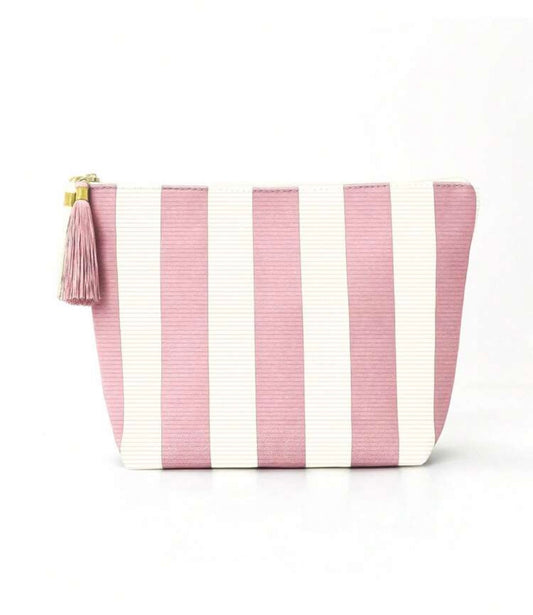 Pochette rayée femme colorée avec pompon