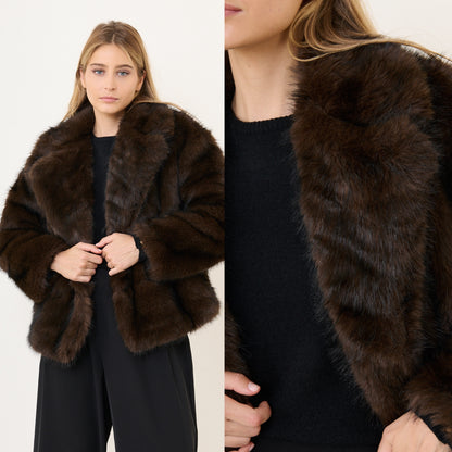 Manteau fausse fourrure Beige ou Marron