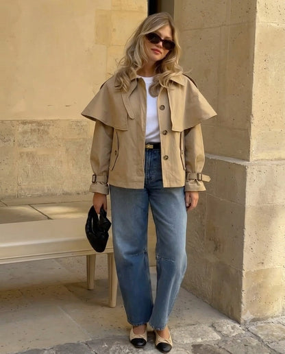Veste Trench Courte Beige