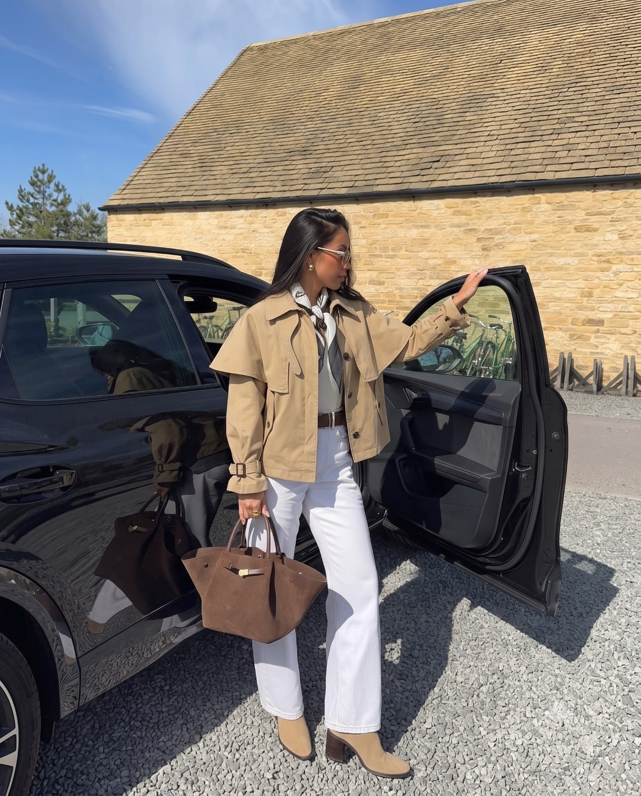 Veste Trench Courte Beige
