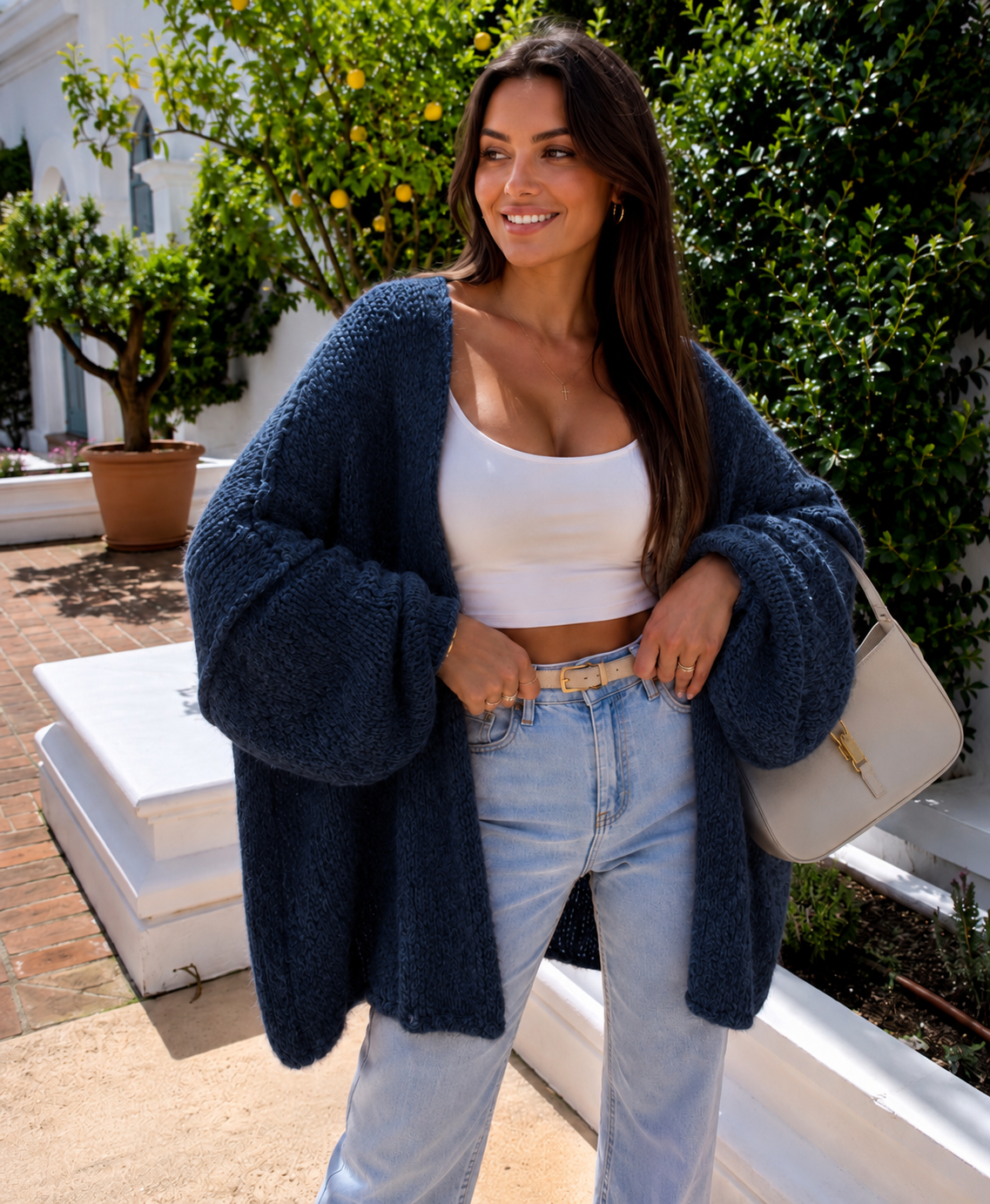 Gilet Long Oversize Manches Ballon