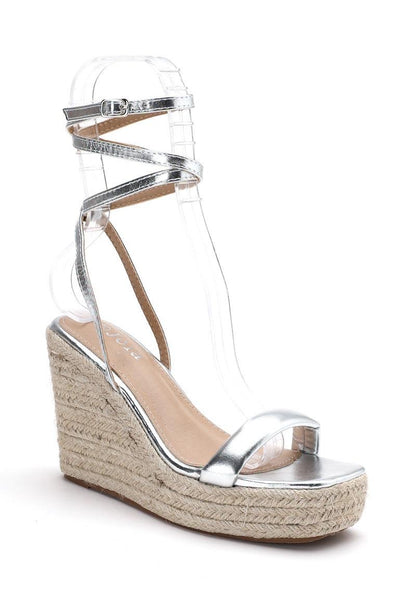 Chaussures Compensée argent et noir