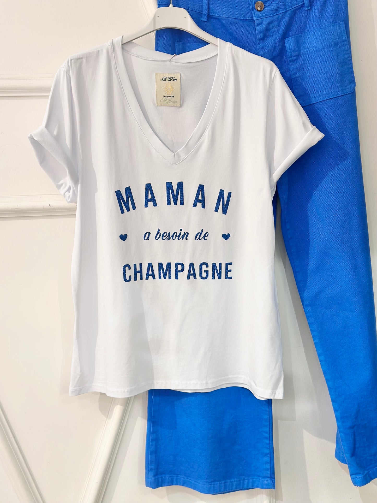T-shirt maman a besoin de champagne femme cadeau fete des meres