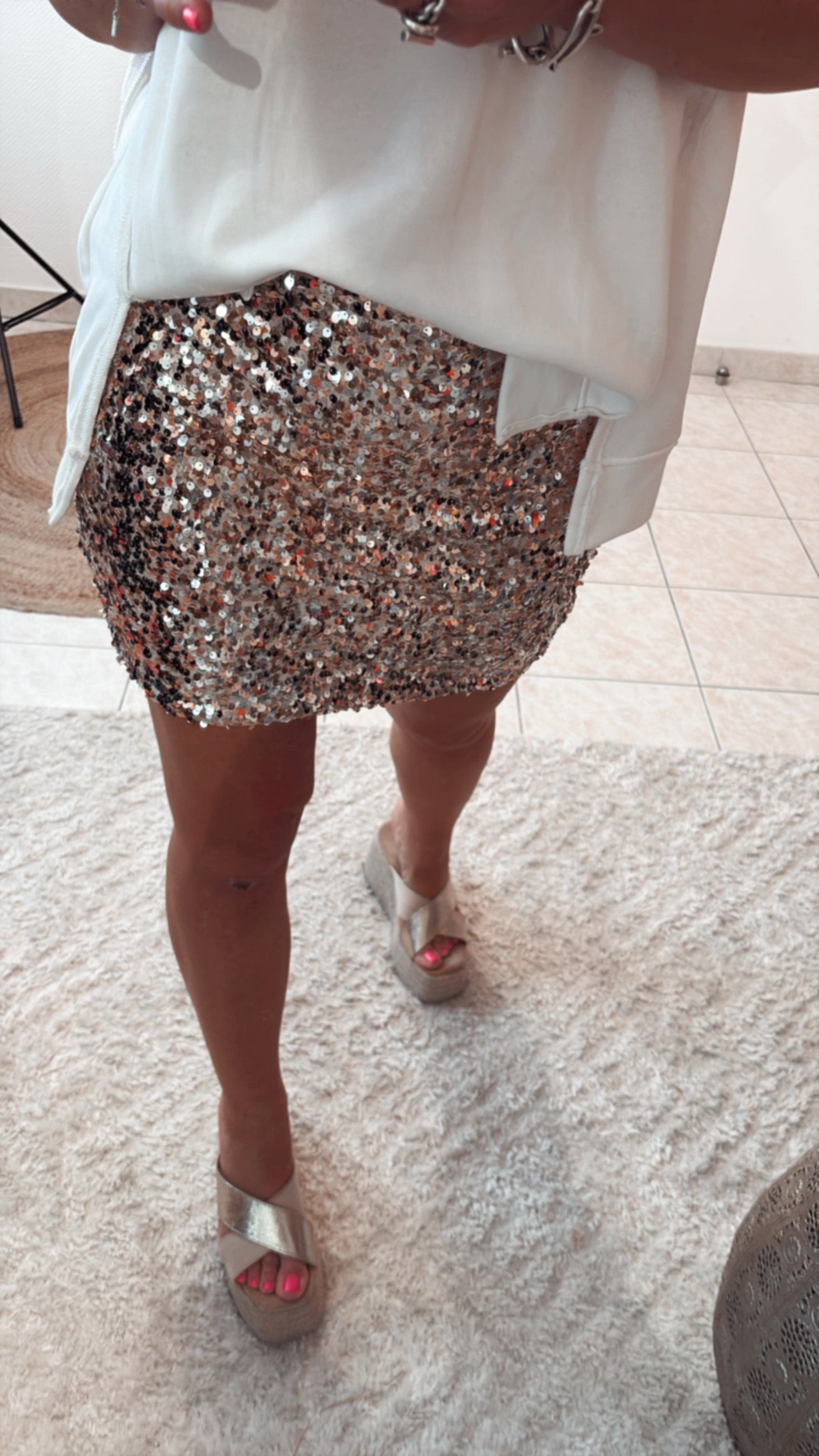 Jupe sequin or, Argent & Noir