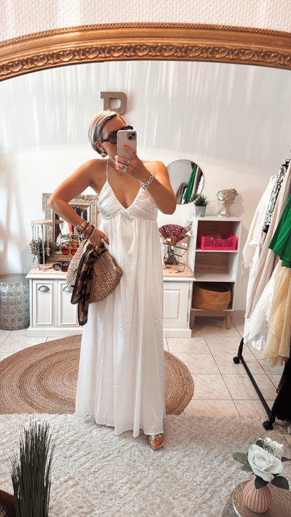 Robe Longue Dos Croisé CHERAZADE - BLANCHE