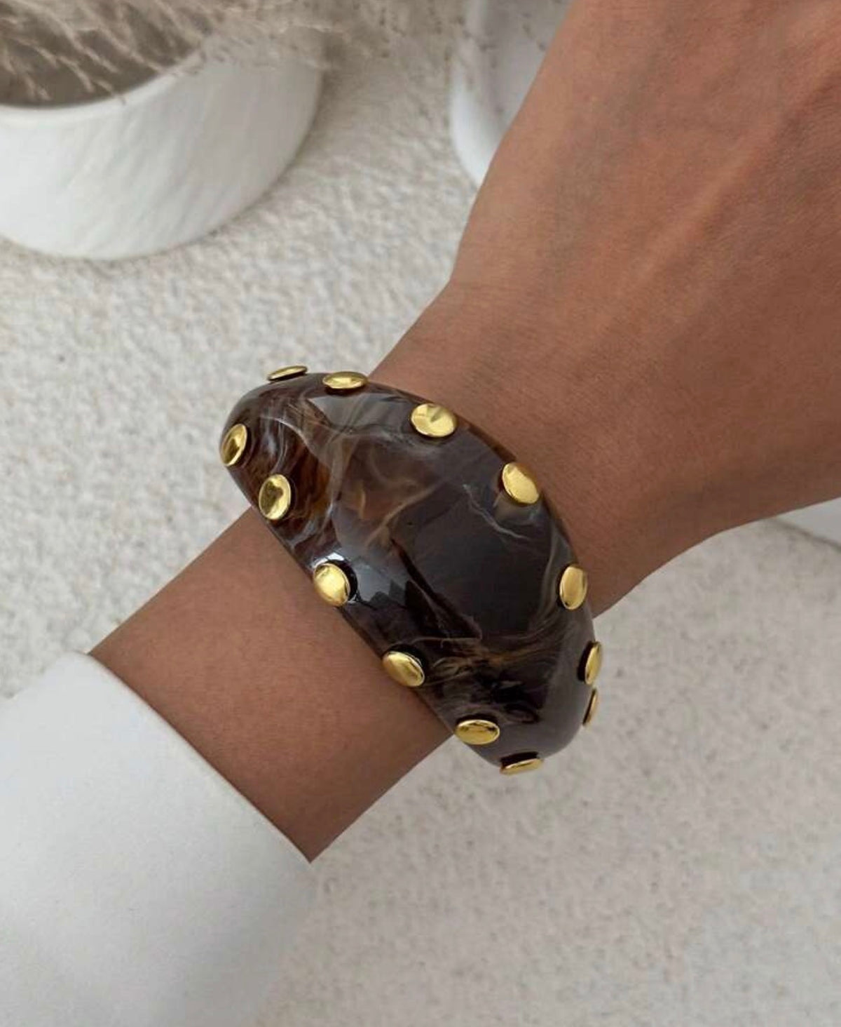 Bracelet Manchette Femme Marbré et Doré