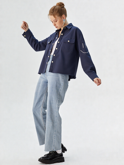 Chemise oversize Smile kaki ou Marine