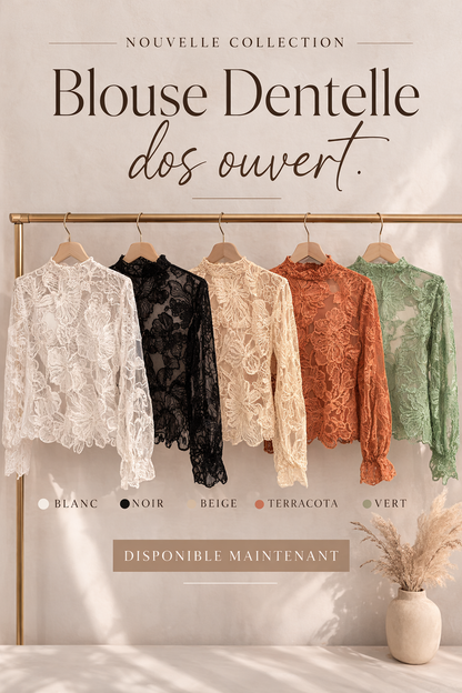 Blouse dentelle dos ouvert – Élégance intemporelle