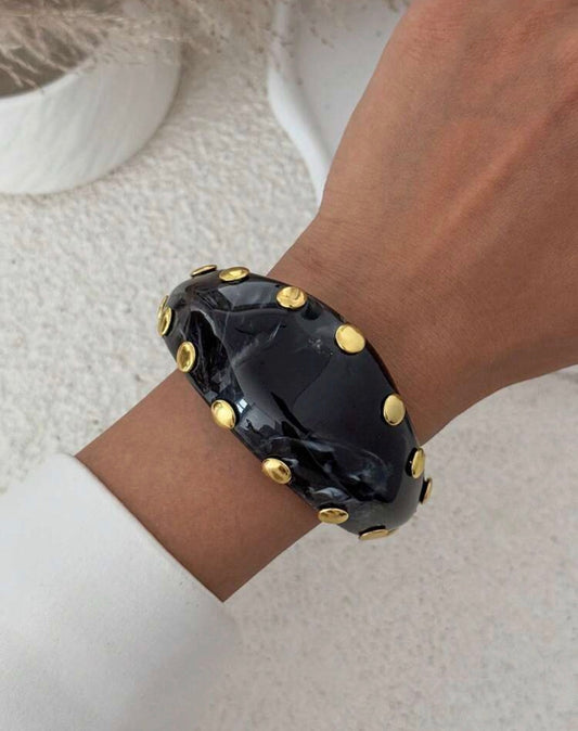 Bracelet Manchette Femme Marbré et Doré