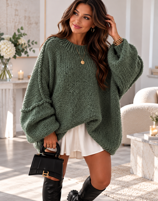 Pull Oversize en Maille Manches Ballon