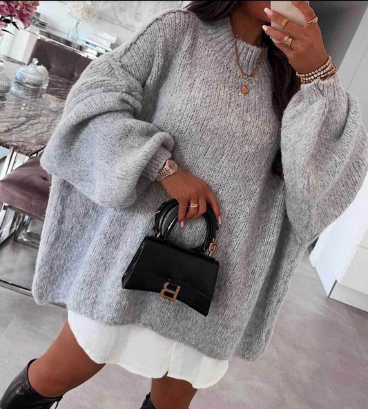 Pull Oversize en Maille Manches Ballon