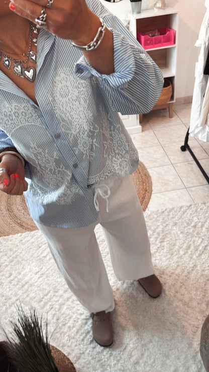 Chemise SÉVERINE dentelle - BLEU