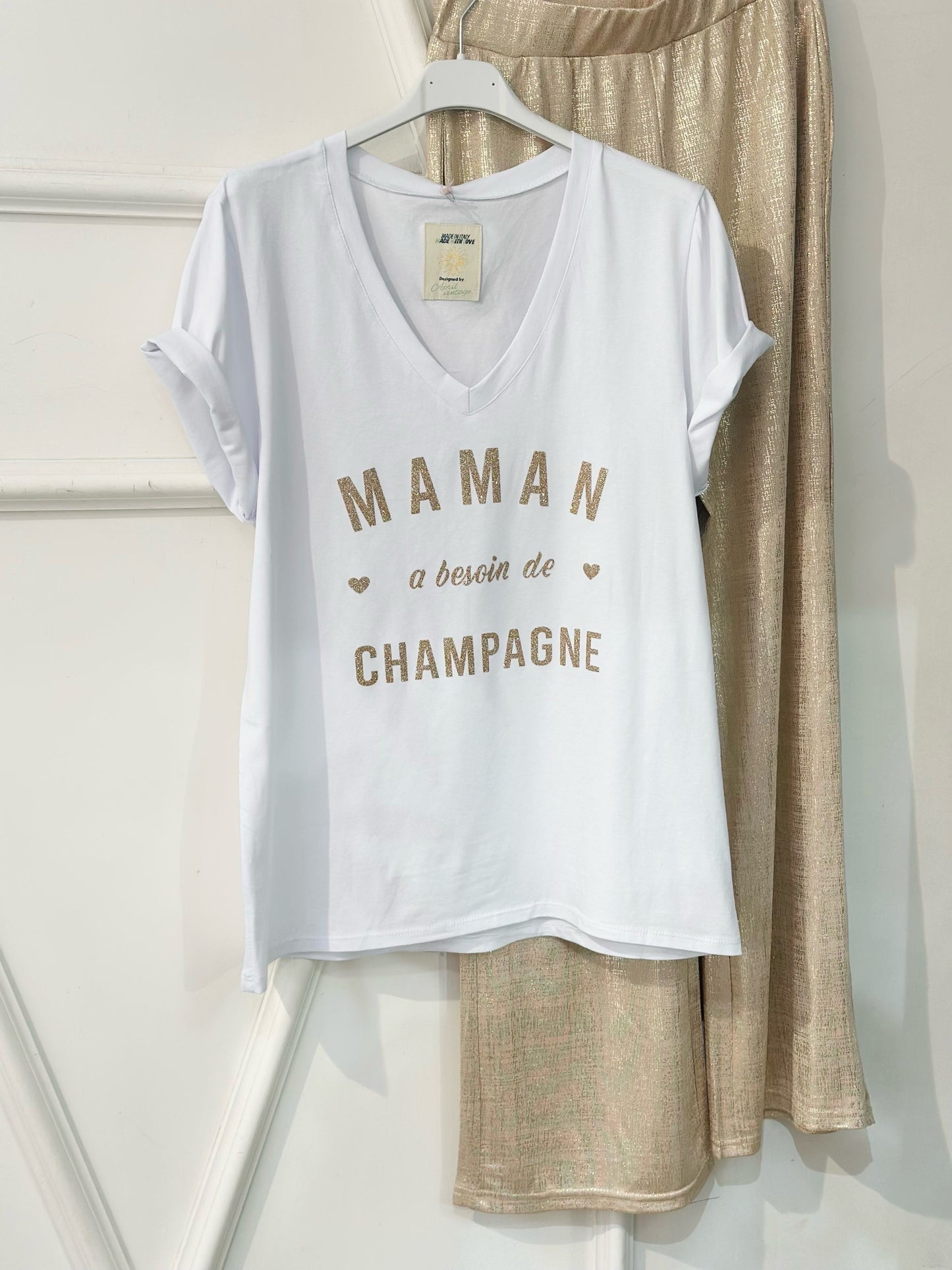 T-shirt maman a besoin de champagne femme cadeau fete des meres