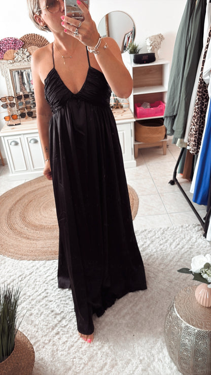 Robe Longue Dos Croisé CHERAZADE - NOIR