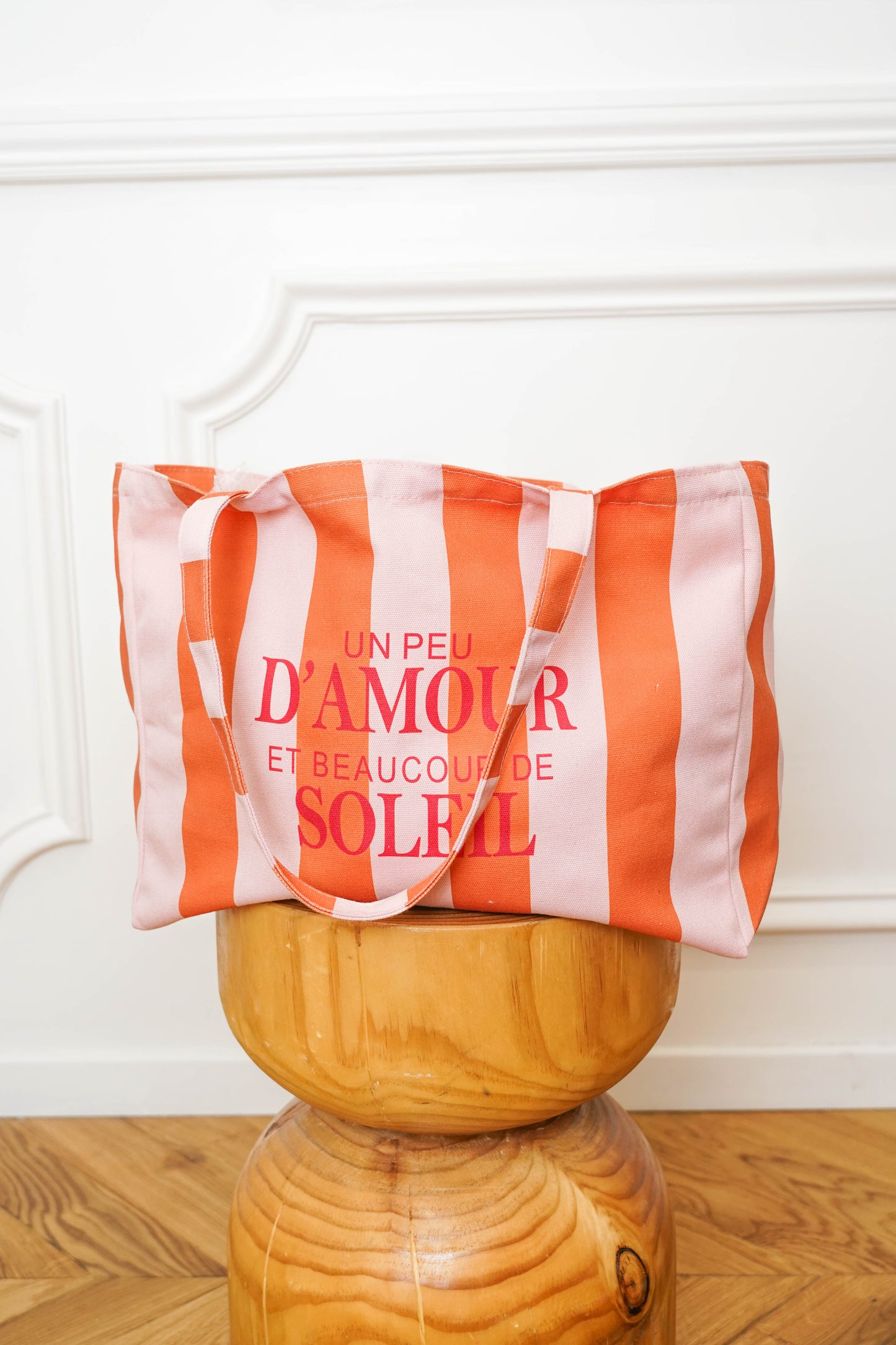 Sac cabas rayé – Un peu d’amour et beaucoup de soleil