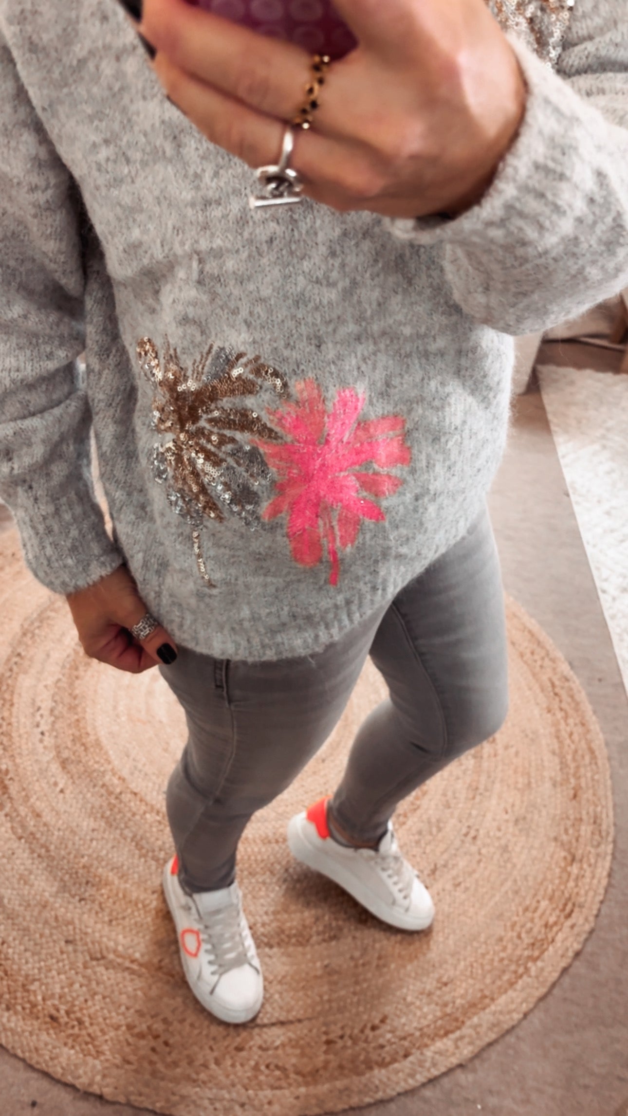 Pull sequin or/Argente rose