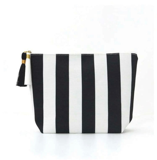 Pochette rayée femme colorée avec pompon