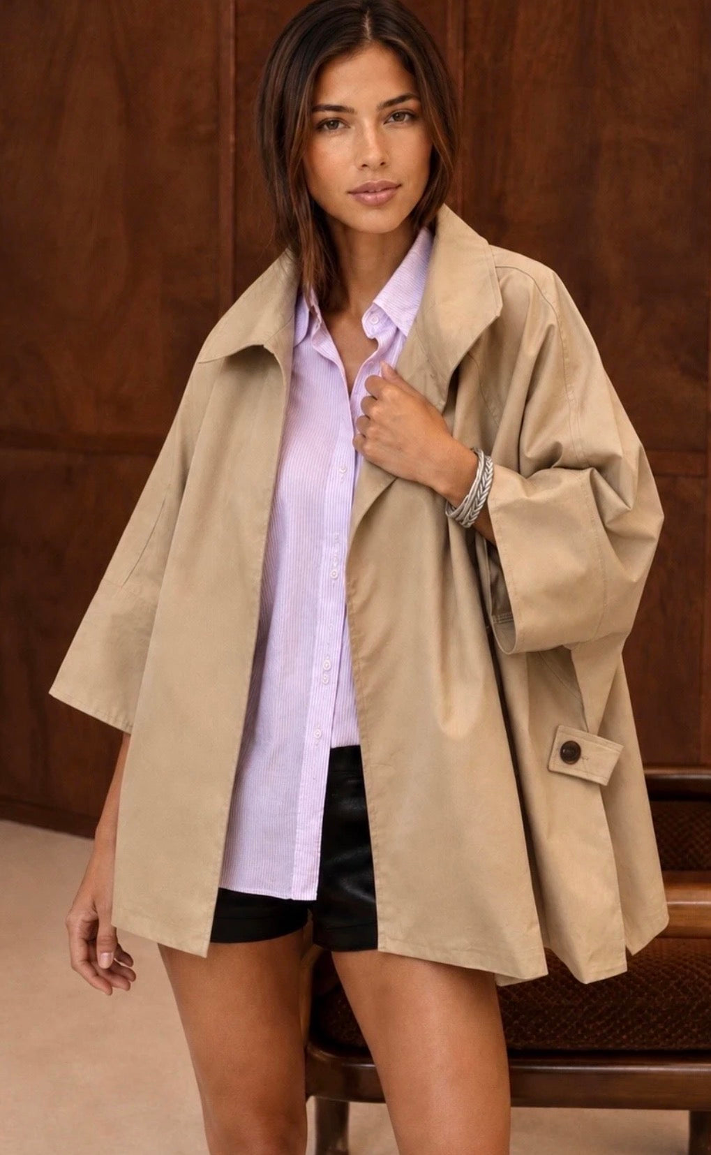 Veste Cape Beige Oversize 🤎